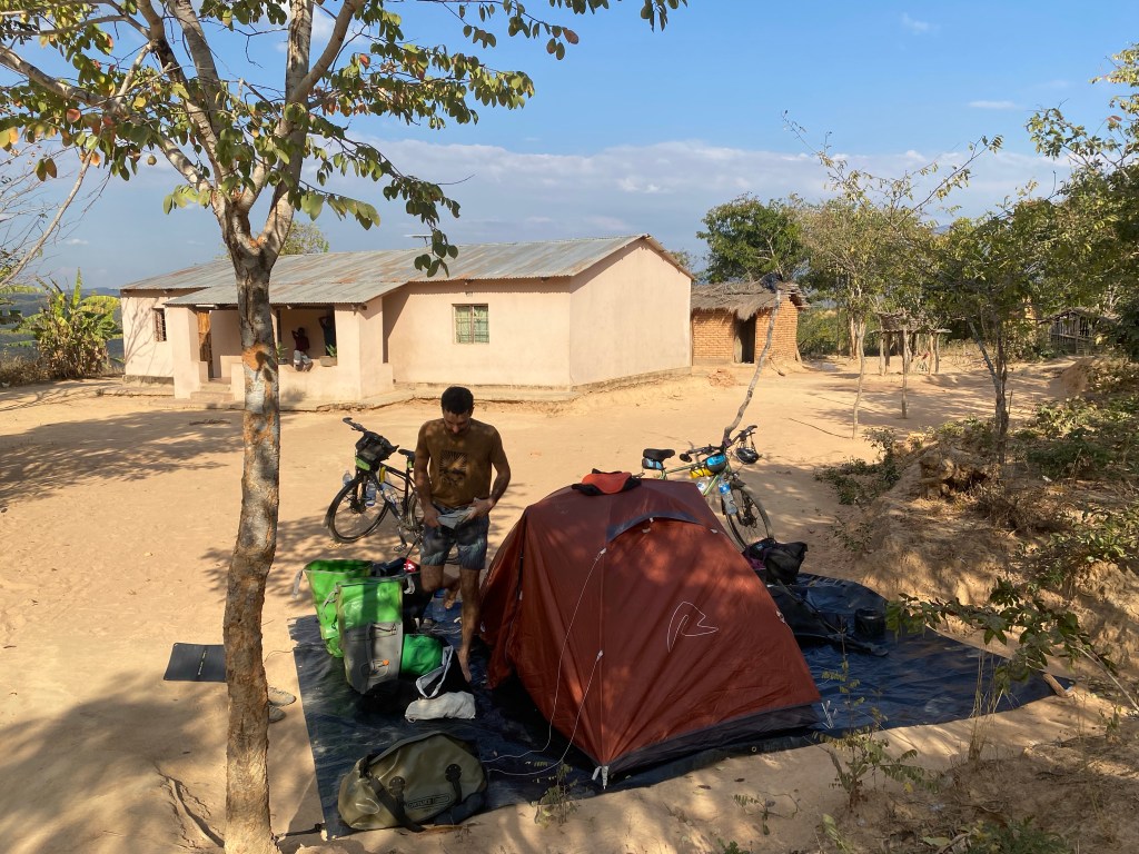 Sleeping by locals karonga-Nthalire shortcut bikepacking cyclitouring