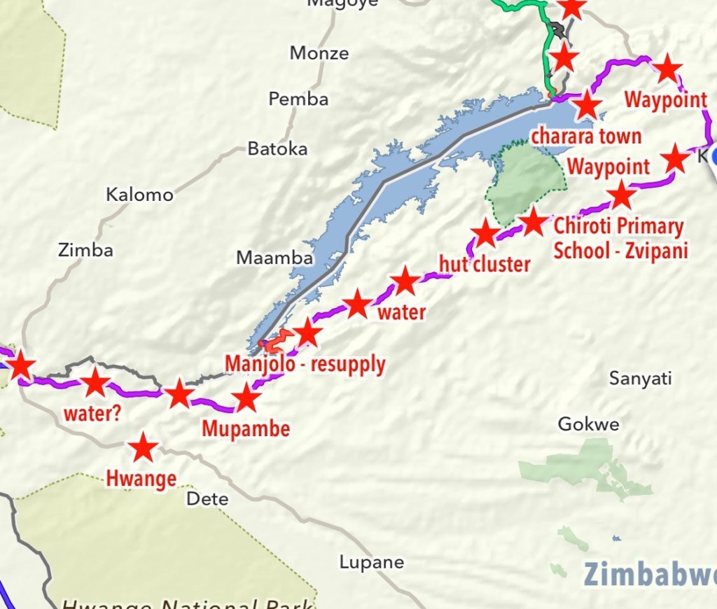 Map of our plan cycling in Zimbabwe 