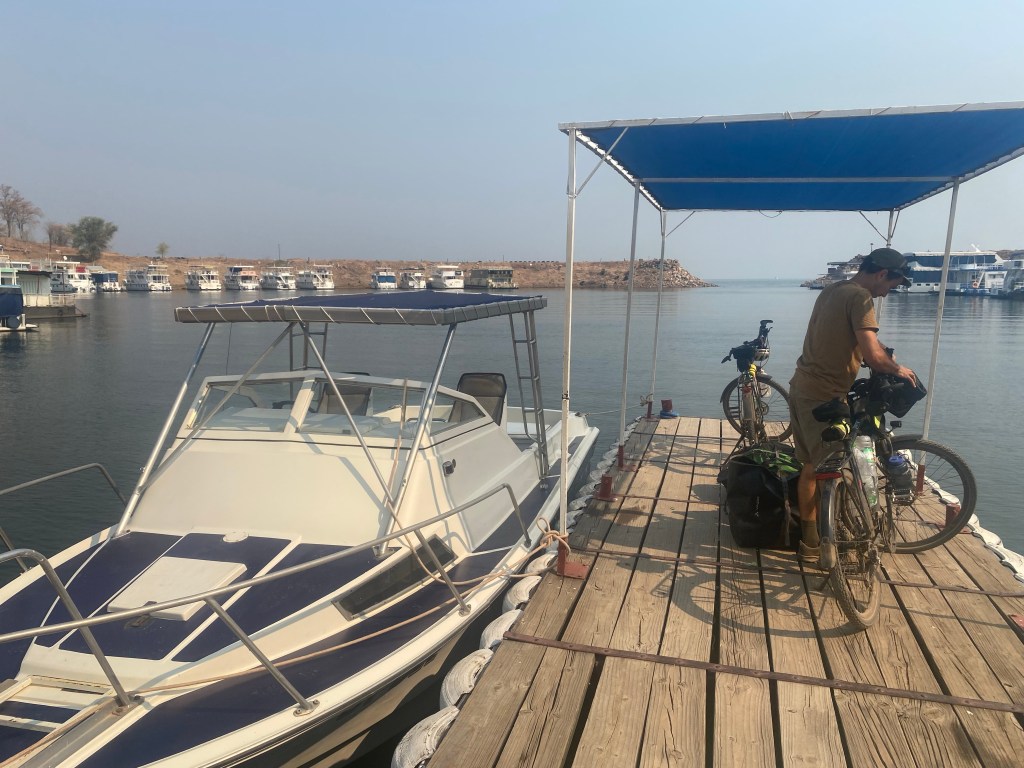 Resupply boat from Musango with our bicycle