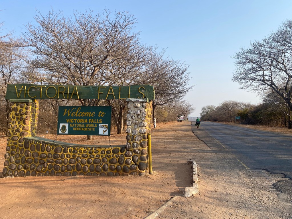 Victoria falls sign arriving from the south