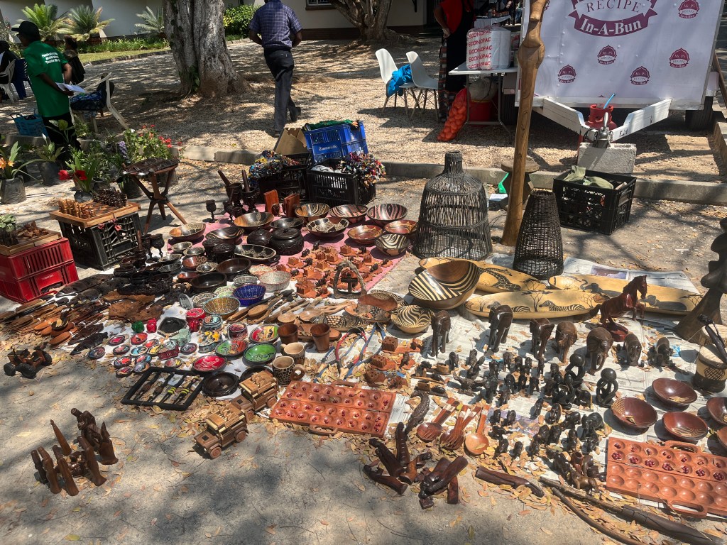 Wooden figurines at the art market in Lusaka 
