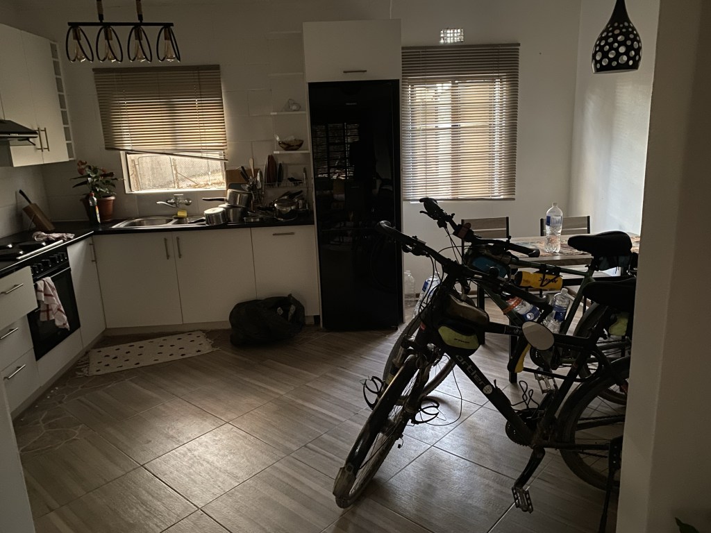 Two bicycle inside a flat in Maun Botswana