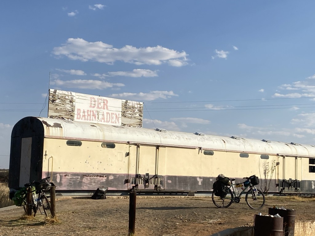 A train shop with our two bicycle in front 